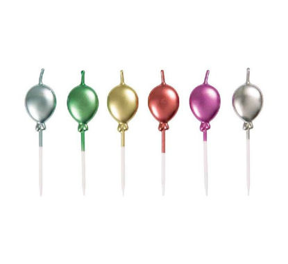 Picture of METALLIC BALLOON PICK CANDLES (Pack of 6)