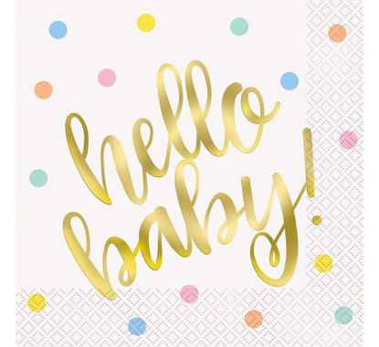Picture of HELLO BABY GOLD BABY SHOWER L/NAPKINS (Pack of 16)
