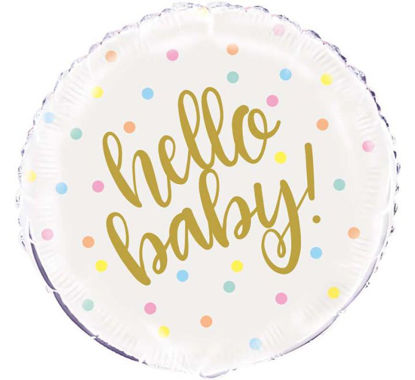 Picture of 18in HELLO BABY GOLD BABY SHOWER FOIL BALLOON