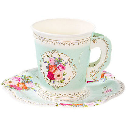 Picture of Vintage Tea Party Paper Cups with Saucers