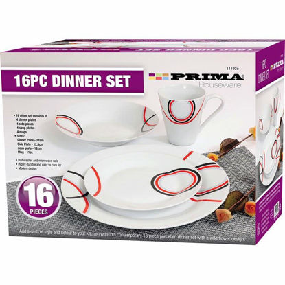 Picture of PRIMA DINNER SET 16PCE RED & BLACK