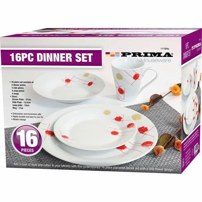 Picture of PRIMA DINNER SET 16PCE RED & CREAM