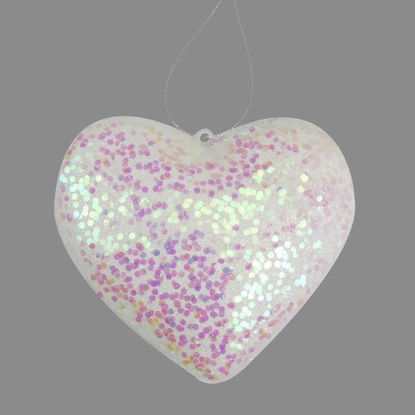 Picture of BAUBLE GLITTER HEART 13.5CM WHITE