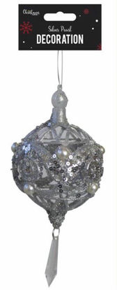 Picture of CHRISTMAS BAUBLE SILVER PEARL