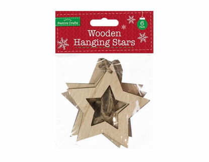 Picture of CHRISTMAS STAR WOODEN MINI 6PK