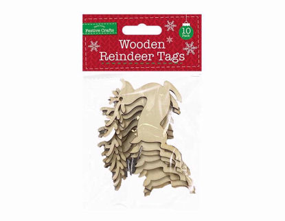 Picture of CHRISTMAS TAG REINDEER WOODEN MINI 10PK