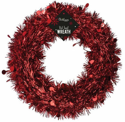 Picture of CHRISTMAS TINSEL WREATH 28CM RED