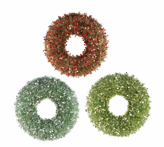 Picture of FESTIVE MAGIC TINSEL WREATH 50CM GREEN/STAR