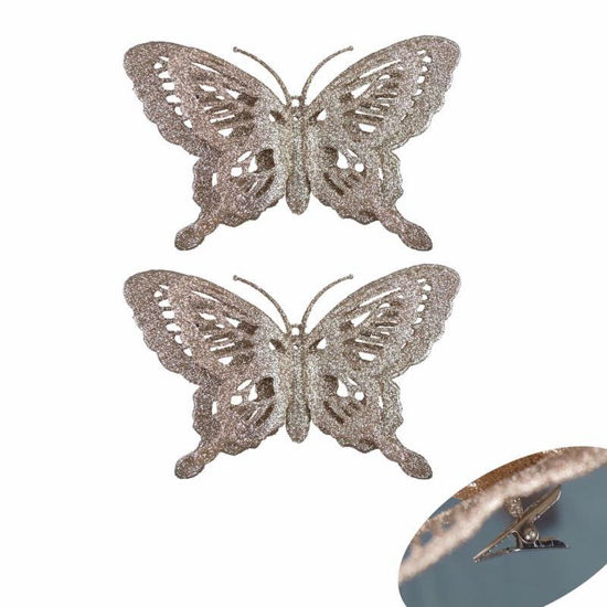 Picture of GLITTER BUTTERFIES CHAMPAGNE 2PC