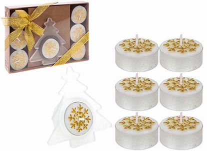 Picture of SNOW WHITE TEALIGHT CANDLE GIFTSET GOLD 8PC