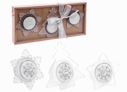 Picture of SNOW WHITE TEALIGHT CANDLE GIFTSET SILVER 6PC