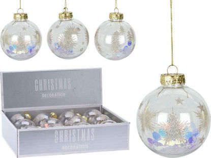 Picture of XMAS BALL 80MM CLEAR W GLITTER