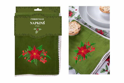 Picture of CHRISTMAS HOLLY NAPKIN SET 4