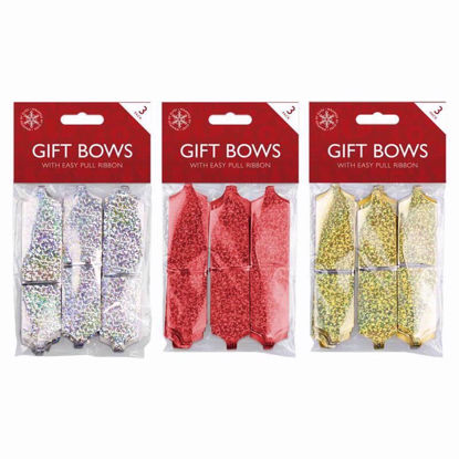 Picture of CHRISTMAS HOLOGRAPHIC PULL BOWS 3PK