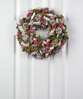 Picture of CHRISTMAS WREATH CONE FROSTED 38CM