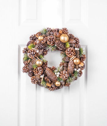 Picture of CHRISTMAS WREATH CONE GOLD BAUBLE 48CM