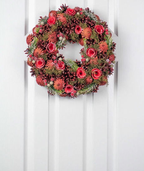Picture of CHRISTMAS WREATH CONE RED BERRY 30CM