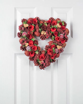 Picture of CHRISTMAS WREATH CONE RED HEART 35CM