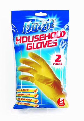 Picture of DUZZIT 2 RUBBER GLOVES HOUSEHOLD SMALL
