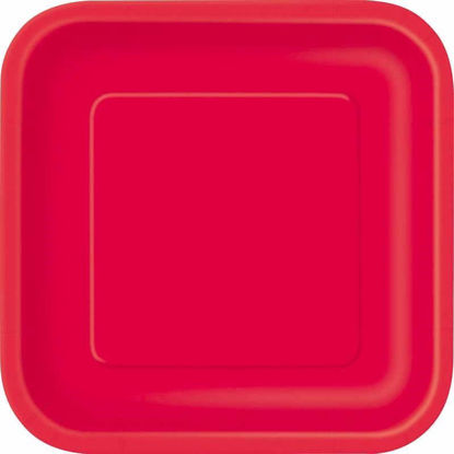 Picture of UNIQUE SQUARE 9IN RED 14 PLATES