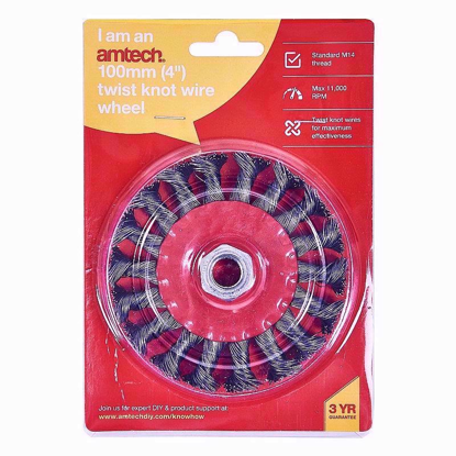 Picture of AMTECH WIRE WHEEL BRUSH KNOTTED 4INCH