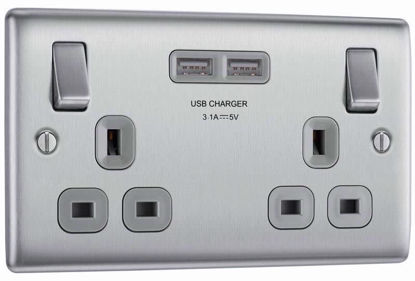 Picture of BG 2 GANG SOCKET WITH USB B/CHROME