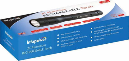 Picture of INFAPOWER ALUM TORCH USB RECHARGABLE 2C