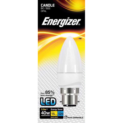 Picture of ENERGIZER LED CANDLE 5.9W D/L B22 BULB EACH