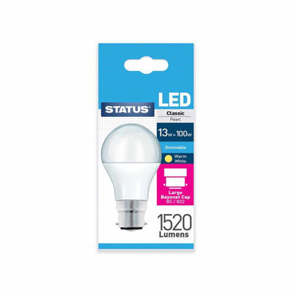 Picture of STATUS DIMMABLE LED GLS BC PEARL W/W 13W 100W