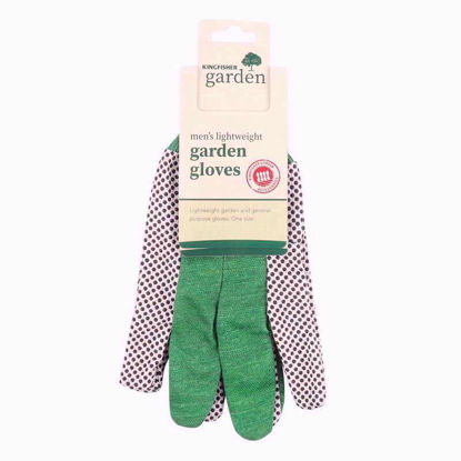 Picture of KINGFISHER GREEN/DOT MENS COTTON GLOVES