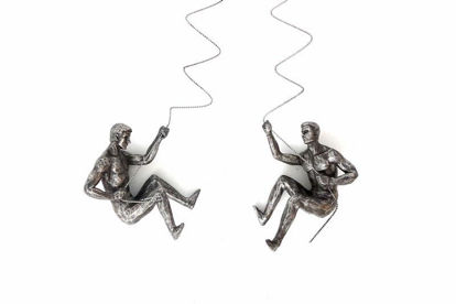 Picture of MALE STATUE ABSEILING SILVER 20X73CM