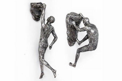 Picture of MALE STATUE CLIMBING MOUNTAING SILVER