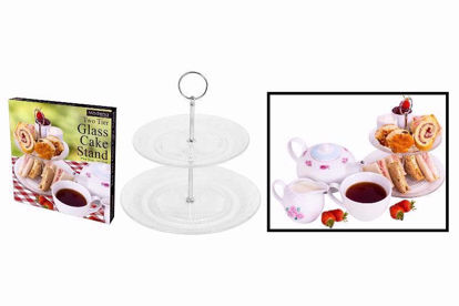 Picture of MODENA GLASS 2 TIER CAKE STAND 18X23CM