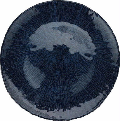 Picture of PLATE GLASS EMBOSSED H/COMB 28CM BLUE