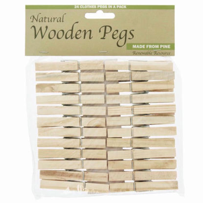 Picture of NATURAL WOODEN CLOTHES PEGS 24 PACK
