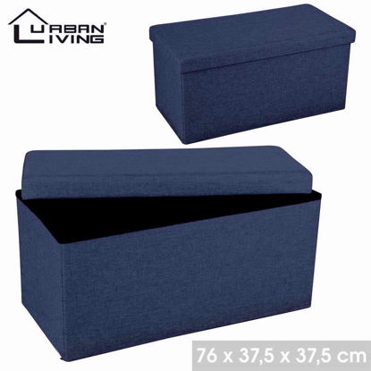 Picture of URBAN LIVING OTTOMAN STORAGE BLUE 76CM
