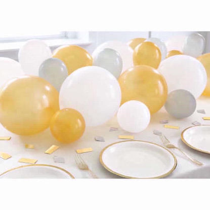 Picture of BALLOON CENTRE PIECE KIT SILVER WHITE GOLD