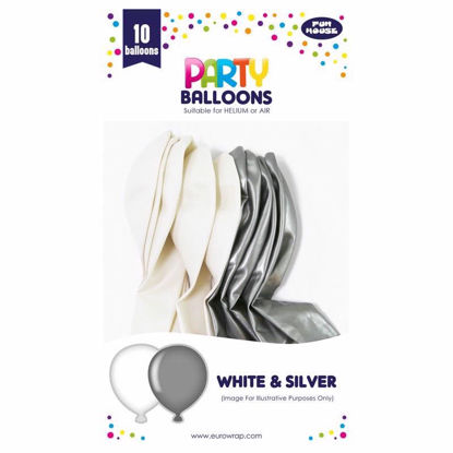 Picture of EUROWRAP WHITE AND SILVER BALLOONS 10