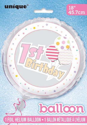Picture of UNIQUE FOIL BALLOON 1ST BIRTHDAY GIRL 18INCH