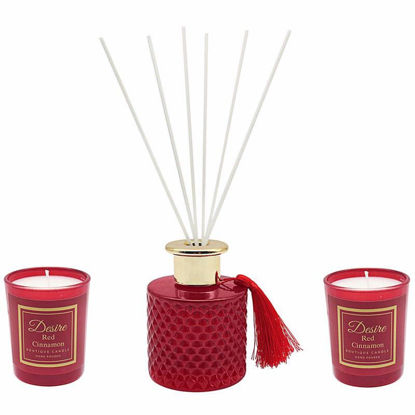 Picture of DIFFUSER RED CINNAMON CANDLE SET3