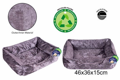 Picture of CRUSHED VELVET PET BED 46X36X15CM GREY SMALL
