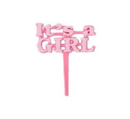 Picture of PINK ITS A GIRL CAKE PICKS (Pack of 8)