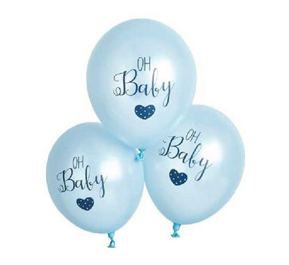 Picture of OH BABY PRINTED BLUE BALLOONS (Pack of 6)