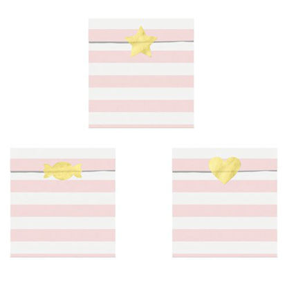 Picture of Light Pink Stripe Paper Treat Bags - 14cm (Pack of 6)