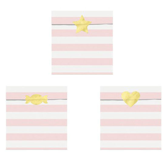 Picture of Light Pink Stripe Paper Treat Bags - 14cm (Pack of 6)