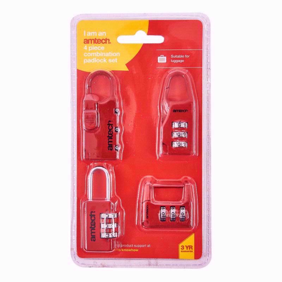 Picture of AMTECH PADLOCK COMBINTION 4PC SET