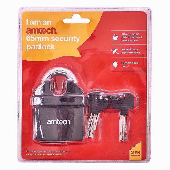 Picture of AMTECH PADLOCK PVC INSULATED 65MM