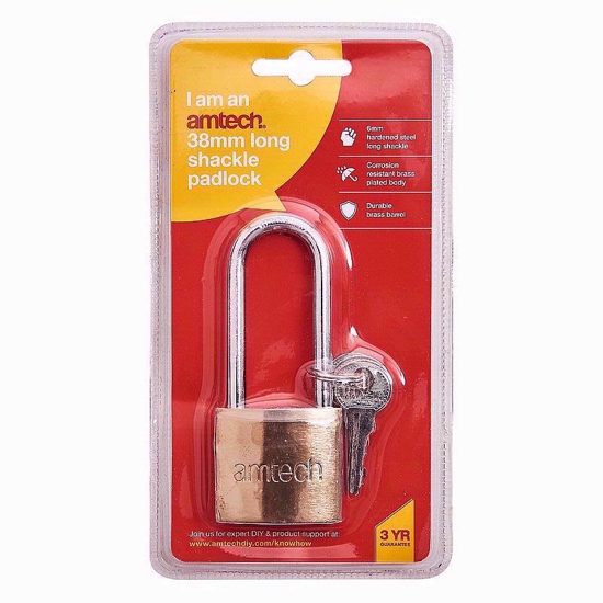 Picture of AMTECH PADLOCKS LONG SHACKLE 38MM