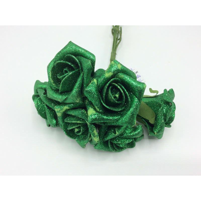 Picture of GLITTER ROSE BUNCH X 6 EMERALD