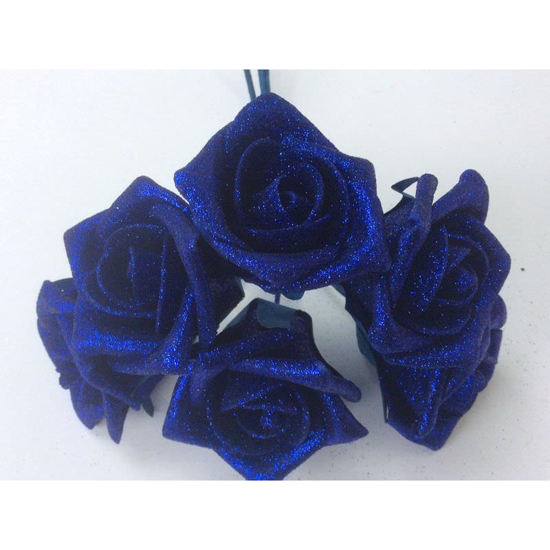 Picture of GLITTER ROSE BUNCH X 6 NAVY